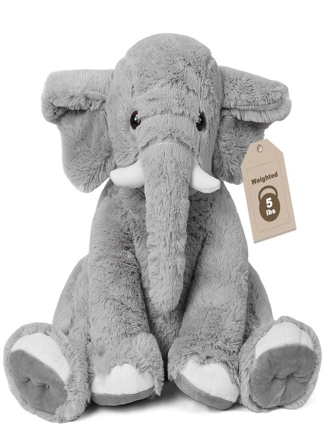 JellyMallow Elephant Weighted Stuffed Animals 5 lbs 16 inches Gray, Large Weighted Elephant Plushie Cuddly Pillow Gift for Kids & Adults - Image 1